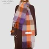 Halsdukar Fashion AC Scarf Men's Women Scarves Imitation Cashmere Plaid Wraps Long Student Bib Warm Shawl Rainbow Thick Gitter Tasse336J T240112