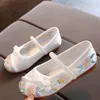 Детская тканевая обувь с вышивкой, обувь для девочек в китайском стиле, фестивальная винтажная китайская обувь, детская обувь для девочек CSH1440 240111