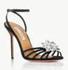 2024S / S Luxury Aquazzuras Donna Stardust Sandali Scarpe Gioiello Decorazione floreale Tacchi alti Abito fluttuante Lady Gladiatore Sandali EU35-41, Con scatola