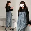 Autumn Plus Size Maternity Strap Trousers Korean Style Loose Fashion Pregnant Woman Denim Overalls Pregnancy Clothes Jumpsuits 240111