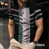 Polos masculinos verão homens elegante bloco de cor camisa polo masculino vintage listra roupas casuais manga curta topos t moda lapela camisa