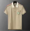 Zomer Luxe Designer Poloshirts Heren Casual Piquet Polo's Snake Bee Borduren Katoen Jersey Polo Man Zwart Blauw Groen Bruin T-shirts