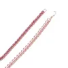 5mm Custom color pink cute young style durable cuban chain chocker necklace rainbow colorful zircon pave tennis chain