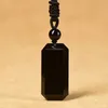 Pendentif Colliers En Gros Wushi Sécurité Noir Obsidienne Pierre Collier Pour Femmes Hommes Corde Chaîne Étudiant Cadeau Bijoux De Mode