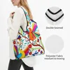 Sacs à provisions mignon imprimé mexicain Otomi fleurs Amate fourre-tout Portable Shopper épaule Mexique Textile sac à main