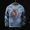 Prowow Fashion Streetwear Men Jacket Retro Blue Indian Chief Embroidery Denim Jackets Men Size M-6XL Hip Hop Punk Coats 240112