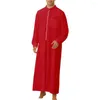 Etniska klädtröjor Mens Robe Leisure T-shirt Autumn Underhirt Bathrobe V Neck Blus Button Kaftan Långärmad manlig Comfy