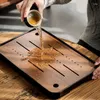 TEA TRAYS HUSHETS LESSRUM LITT SQUARE Simple Water Storage Kung-Fu Tray Dry Brew Table Heavy Bamboo Drain Melamine