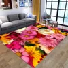 Alfombras Patrón de flores Alfombra Cuadrada Área antideslizante Alfombra de piso Alfombra 3D Comedor antideslizante Sala de estar Estilo de dormitorio suave