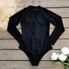 Surfing Sport Swimsuit Long Sleeves Women Swimsuit Swimwear Solid Monokini Bathing Suit Tropical Bodysuit Female 240111