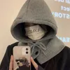 Unisex BALACLAVA HAT Y2K dzianinowy szalik wełniana czapka Kreatywna warpysparia sznurka szyja ochrona na zewnątrz ciepły wiatrakowy wiatroodpornik 240111