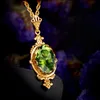 Summer Oval Green Peridot Pendant Halsband Gula guldsmycken för kvinna Sten smycken Luxury Lover Gift Brasilien 240112