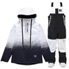 Traje de snowboard de alta calidad para hombres y mujeres, chaqueta y pantalones con pechera, traje de esquí impermeable y cálido para invierno, traje para la nieve de montaña 240111