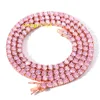 5mm Custom color pink cute young style durable cuban chain chocker necklace rainbow colorful zircon pave tennis chain