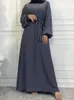 Selle Simple Style Moroccan Dresses Kaftan Turkey Solid Color Gulf Abayas Islamic Women Long Dress Muslim Saudi Robe Ramadan 240111