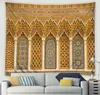 3D marokkanischer Kunst-Architektur-Wandteppich, islamisches Retro-geometrisches Muster, Wandbehang, Wohnzimmer, Schlafzimmer, Heim-Wanddekoration, Decke 240111