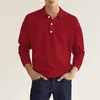 Spring Autumn Solid Color Long Sleeve Polo Shirts Man High Street Casual Loose Button Pullovers Vintage All-Match Tops 240111