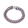 Braccialetti a maglie Lucidi strass viola pieno Bracciale cubano grosso alla cavigliera per uomo Donna Ghiacciato nero Bracciale hip-hop Gioielli goccia