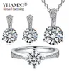 Yhamni Yhamni 925 Sterling Silver Jewelryセット6mm 1 CT CZ Diamant Necklass earringsセット女性用ブライダルジュエリーセットTZP0178181644