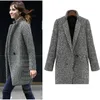 Veste longue en laine pour femmes, trench-coat en laine mélangée, manteau en dentelle à revers, bouton unique, manteau en cachemire pour femmes, automne et printemps 240112