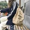 キャンバスバックパック女性生徒のための女性のソリッド大容量学校のバッグ