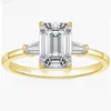 2024 Anello di fidanzamento con diamante coltivato in laboratorio in oro bianco 18 carati personalizzato da 2,5 ct Anello cvd con taglio smeraldo per donna