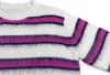 Men's Sweaters Rose And White Stripe Mohair Knit Sweater For Men Women Unisex Fashion Casual Crewneck Long Sleeve Sweatshirts Oversized