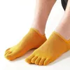 5 Pairs Shallow Mouth Toe Socks Man Cotton Solid Thin Mesh Breathable SweatAbsorbing Deodorant Invisible Finger Sokken 240112