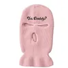 Y2K Fashion Pink Girls Party Embroidered Ski Face Mask Balaclava Beanies Personality Autumn Winter Party Mask Hats for Women 240111