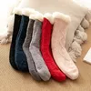 Engrossado inverno tecido térmico cashmere meias chão tapete casa mais veludo sono chinelos perna capa 240111