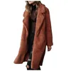 Trench-coat uni en flanelle adapté aux femmes décontracté mélange flou couleur unie chemise longue cardigan veste manteau en duvet 2023 mode 240112