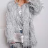Женское зимнее пальто из искусственного меха, женская теплая плотная верхняя одежда, пушистая куртка, длинное свободное пальто без воротника, одежда 2XL