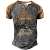 Herren T Shirts Vintage Henley Motorrad 3D Gedruckt Mode Streetwear Übergroße Kurzarm T-Shirts Männer Tees Tops Kleidung