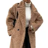 Sonbahar ve Kış Yeni Kadınlar Mizaç Banliyö Kat Uzun Kollu Yoklu Peluş Palto Kadın J240112