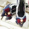 Sapatos de vestido Lolita Handmade Luxo Tea Party Cos Anime Girl Loli Bowknot Lace Pearl Cosplay Feminino Fita Flor Casamento