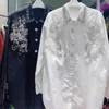 Kadın Bluzları Kadın Çiçek Nakış Sapateli Gömlekler Bahar Rhinestones Diamonds Boncuklu HARDIGAN BEKLİ KRESTİ KRİSTAL TOPS BLUSAS