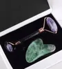 Jade Face Roller och Gua Sha Tool Present Set Natural Stone Purple eller Green Fluorite Facial Rollers Scraping Spa Acupuncture Eye Neck6956419