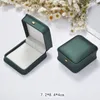 Dark Green Leather Wedding Ring Pendant Armband Collect Box Organizer förvaringsfodral Gåva smycken Tray Packaging Box Wholesale 240111