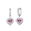 Orecchini pendenti che vendono gioielli di moda ipoallergenici in argento sterling 925 con zirconi rosa all'ingrosso per regali per feste di compleanno per donne