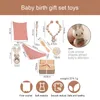 Bopoobo Baby Toys Set Wooden Cartoon Animal born Gift Box Bath Towel Pacifier Chain Brush Milestone Personalise Pograph 240111