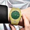 Super Flash Hollow Gold for Men Hiphop Sky Star Full Diamond Street Dance Fashion Calendar Quartz Watch