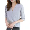 Blouses pour femmes Jeune femme Vêtements Chemise en mousseline de soie Col en V Lâche Climatisation Demi-manches Soleil Top Étamine Blusa Feminina