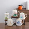 Mugs Creative China Office Ceramic Drinkware Tea Cup With Lid And Filter Hand Painted Strainer Teacup Home Mug