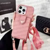 Women Crossbody Designer Phone Case för iPhone 15 Pro Max Case Apple iPhone 14 Pro Max 13 12 15 Plus Case Card Holders Brand Triangle P Wallet Flip Phone Cover Rem