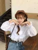 Frauen Blusen Jugend Elegante Crop Langarm Shirt Frauen Süße V-ausschnitt Rüschen Top Preepy Ziemlich Koreanische Mode Bluse 2024