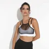 Tanks féminins Gymdolphins 2024 Summer Black Mesh Spliced White Sports Bra pour femmes de haute qualité Camisole de fitness Yoga Fitness Top décontracté