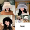 Automne hiver femmes fausse fourrure moelleux seau chapeau tricoté doux en peluche bonnet mode fourrure épaissir neige Panama casquette 240111