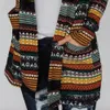 Primavera indie folk cardigan feminino casual tricô manga longa bolsos retalhos impressão gráfica meados de comprimento aberto cardigan jaqueta 240111