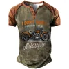 Męskie koszule vintage motocykl Henley Motorcycle 3D Modna moda streetwear duże krótkie t-shirty męskie T-shirty TEE TOES