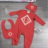 Güzel Bebek Marka Yükselen Bahar Sonbahar Yenidoğan Uzun Kollu Tulumlar+Şapkalar+Önlükler 3pcs Set Bebek Onesies Toddler Romper 0-24 ay